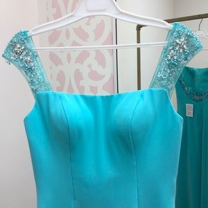 Mary's Bridal Dresses - Aqua Beaded Chiffon Gown. Mary’s Bridal #FY8303 Mary's Bridal Dresses - Aqua Beaded Chiffon Gown. Mary’s Bridal #FY8303